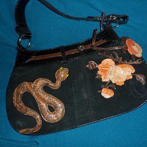 Tosca Blu Snakeskin Suede Purse